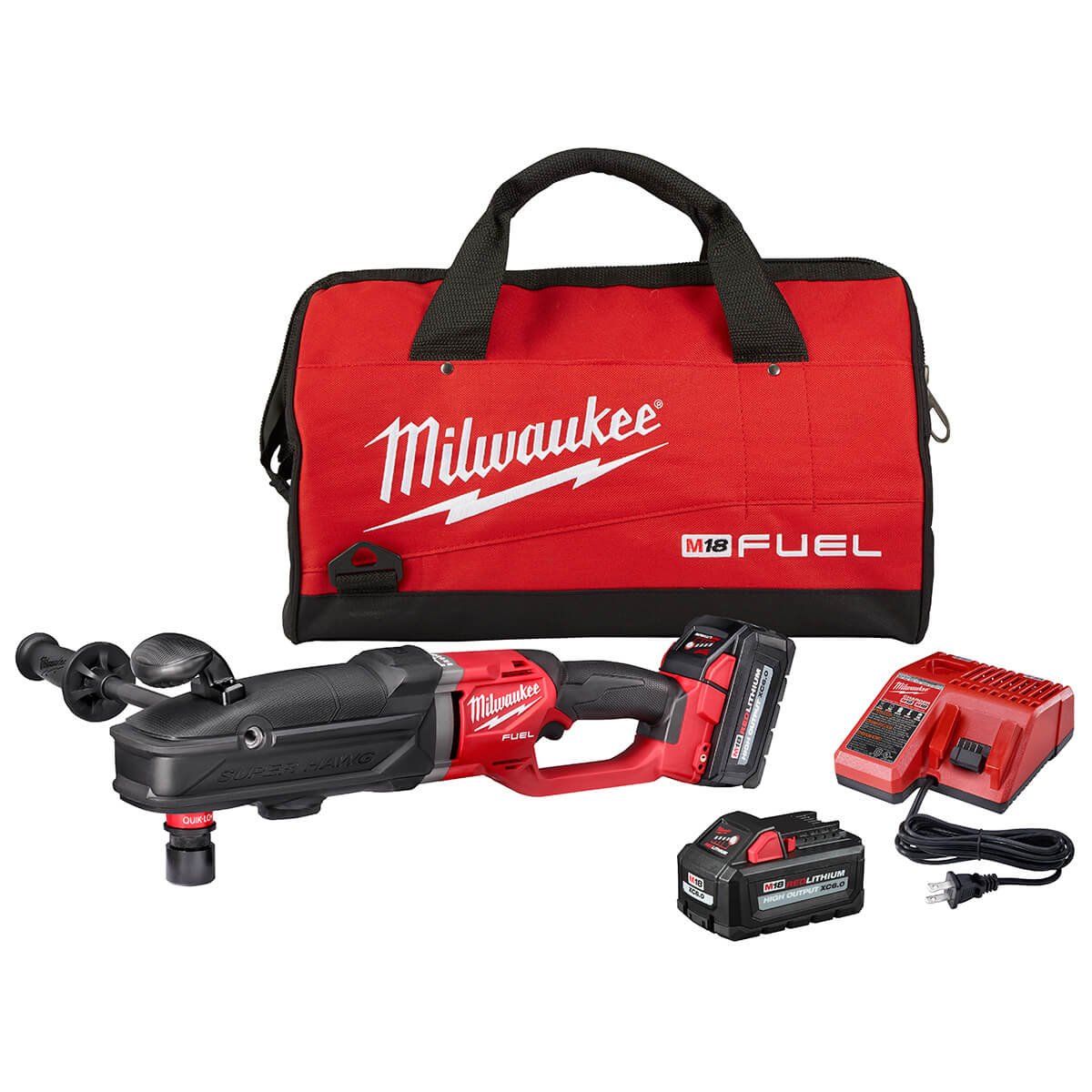 Milwaukee 2811-22 - M18 FUEL™SUPER HAWG™ Right Angle Drill w/ QUIK-LOK™ Kit