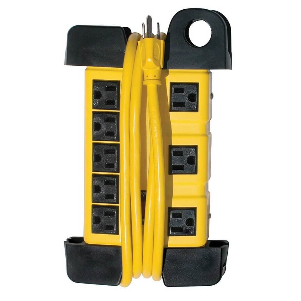 Prime PB801130 - 8-Outlet (5+3) Black Metal Shop Box w/ 6ft Cord &