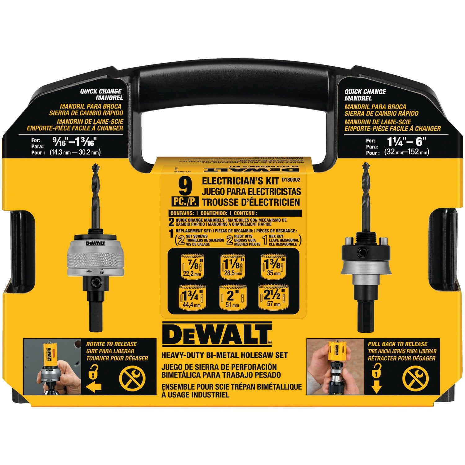 DEWALT D180002 Standard Electricians Bi-Metal Hole Saw Kit