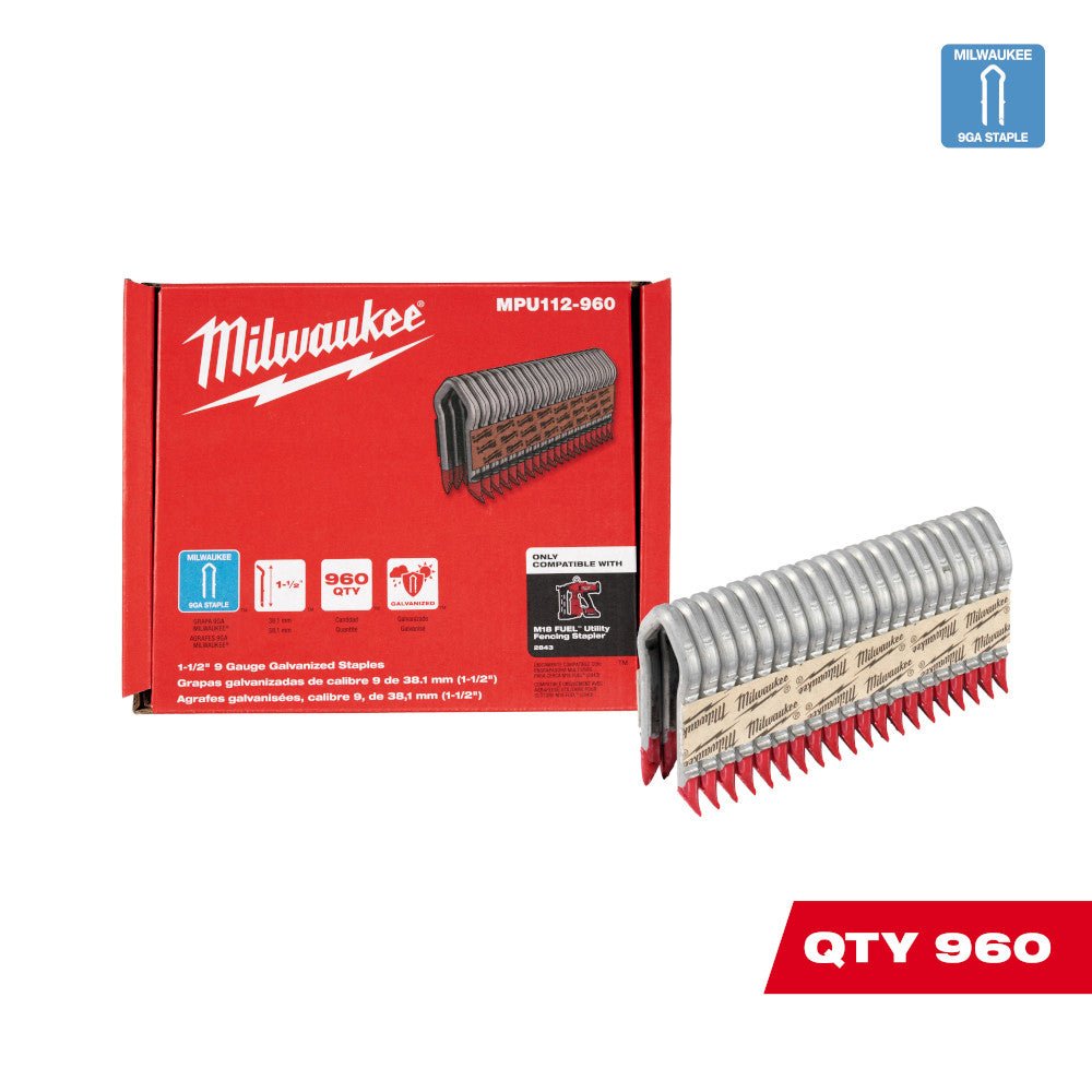 Milwaukee  MPU112-960 - 1.5 INCH 9 GAUGE GALVANIZED STAPLES