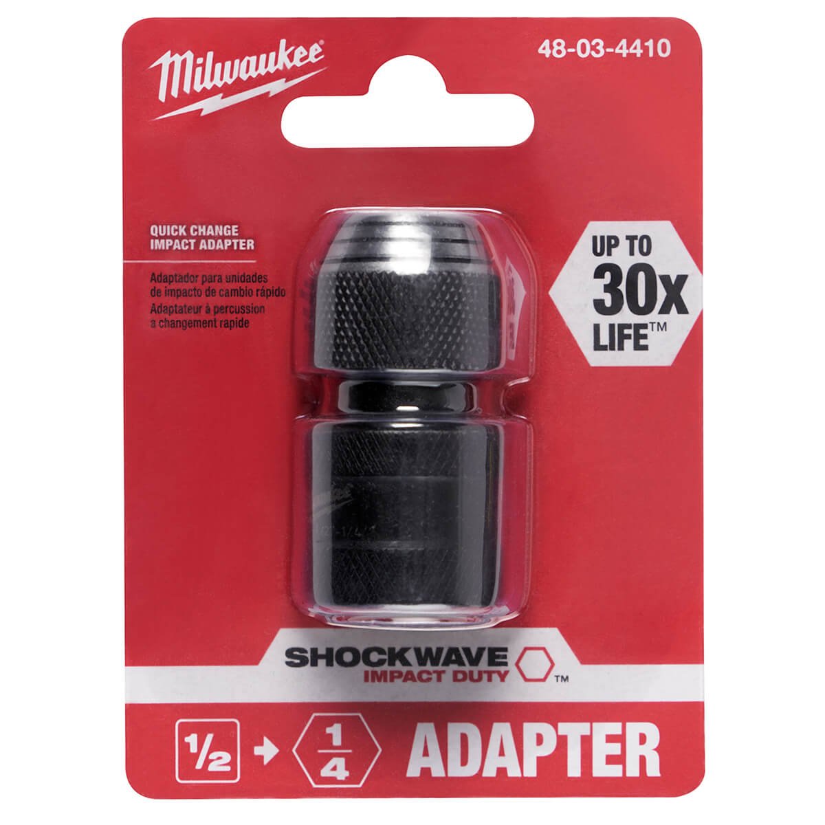 Milwaukee 48-03-4410  -  SHOCKWAVE™ 1/2" Square to 1/4" Hex Adapter