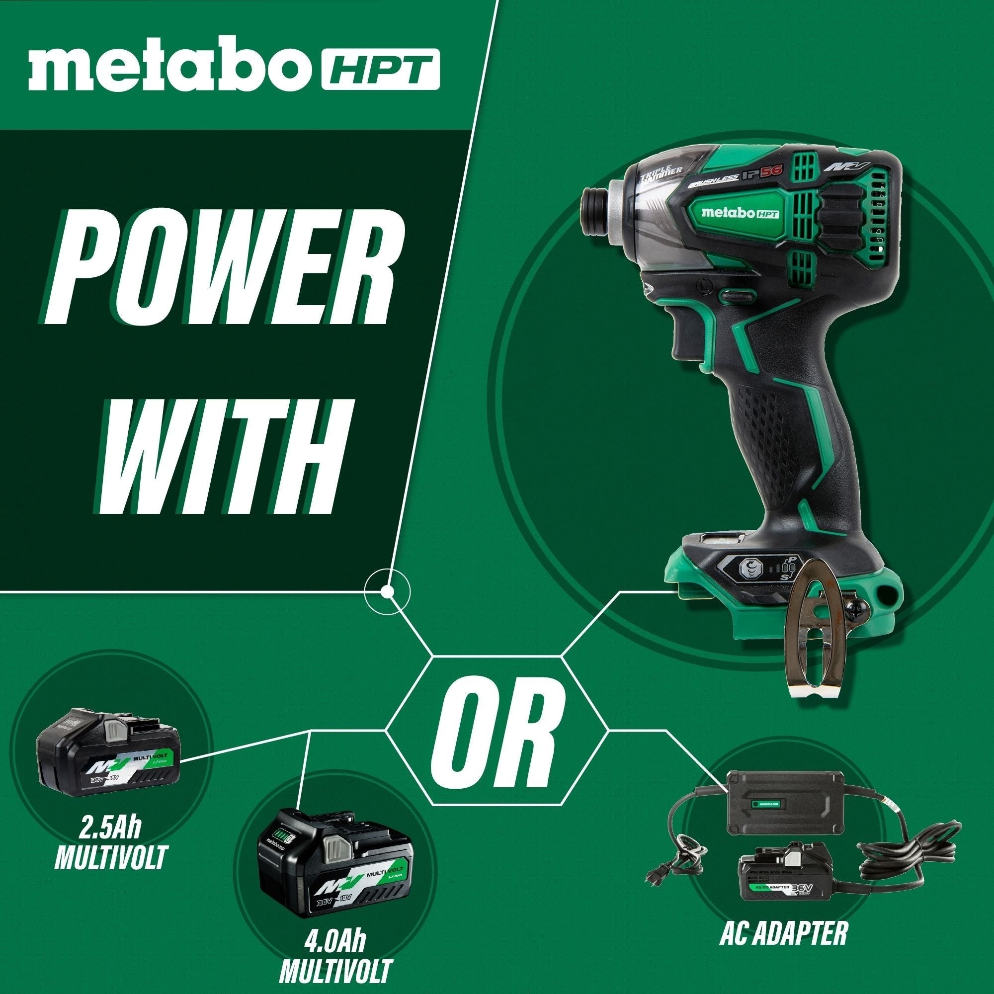 MultiVolt™ 36V Triple Hammer Impact Driver Tool Body Only | Metabo HPT WH36DBQ4M