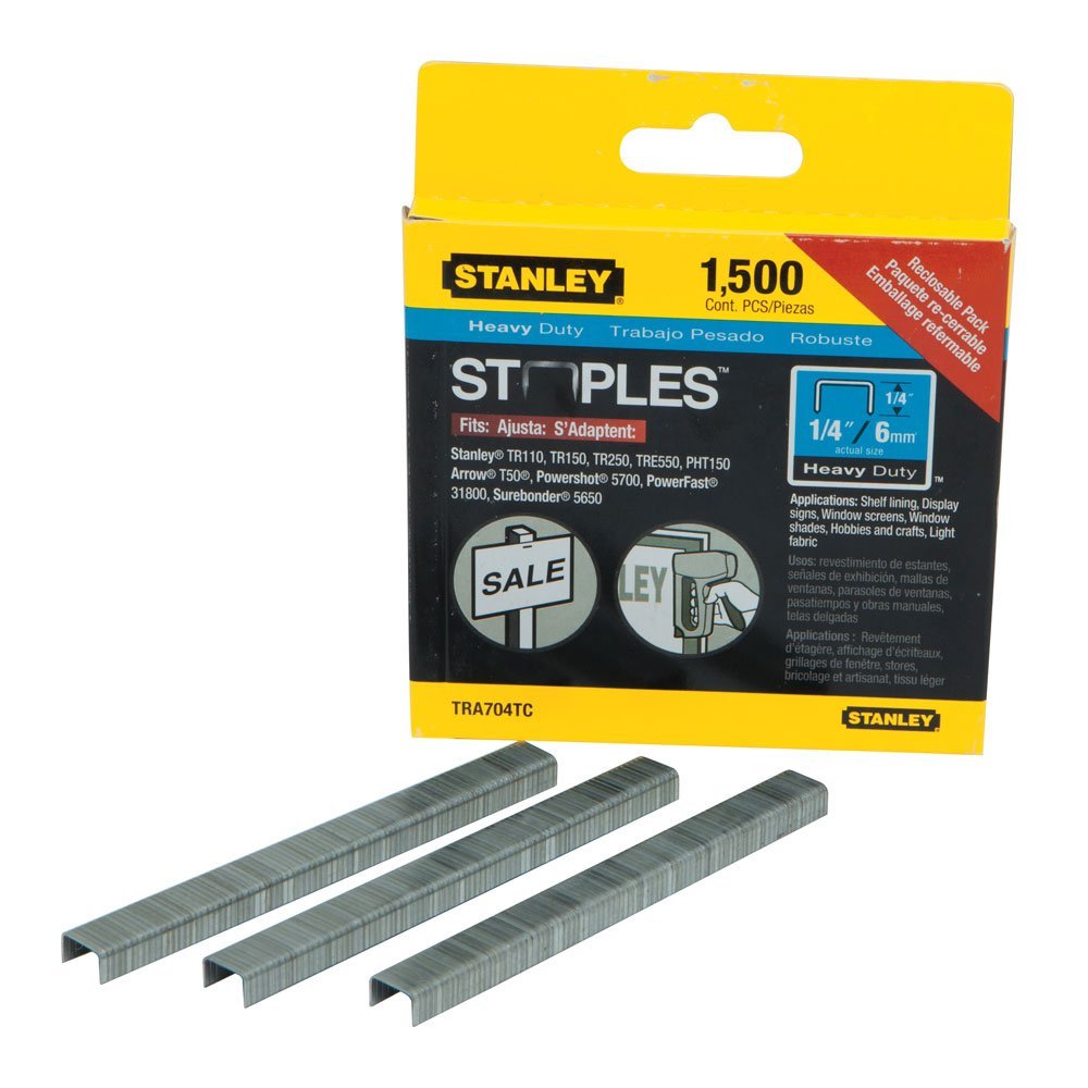 STANLEY TRA704TC  -  1,500 PC 1/4 IN HEAVY DUTY STAPLES