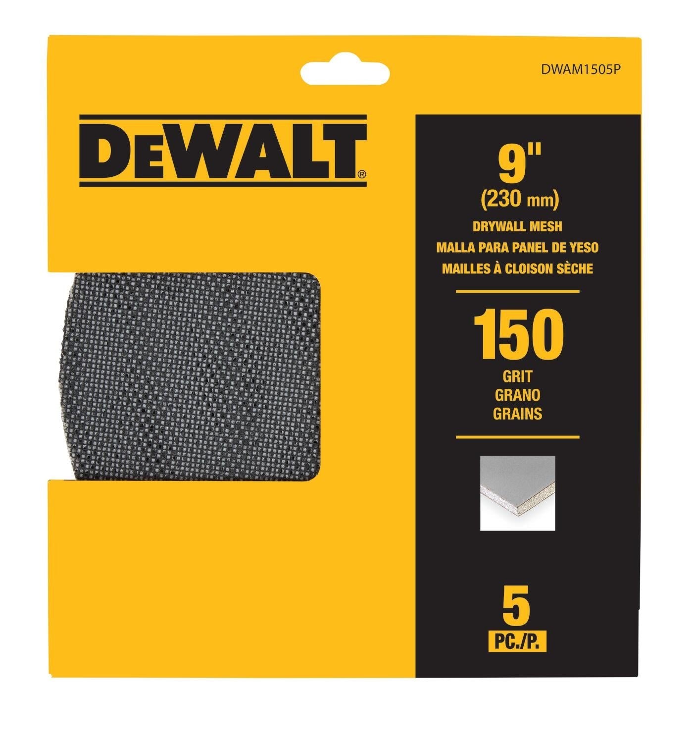 DEWALT DWAM1505P-9 Lot de 5 treillis pour cloisons sèches 150 g