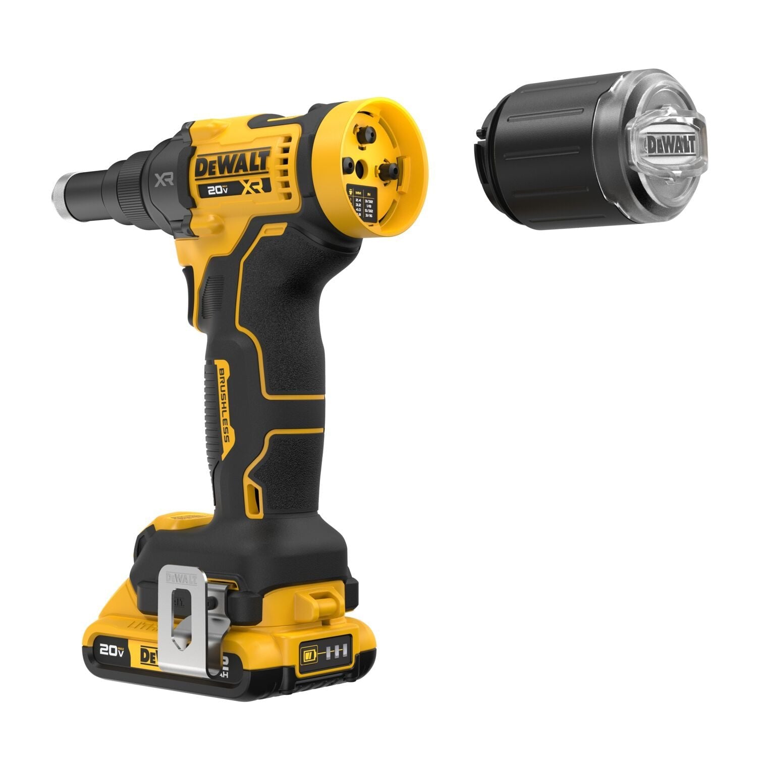 DEWALT DCF403D1-20V MAX* XR bürstenloser Akku-Nietwerkzeugsatz, 3/16 Zoll