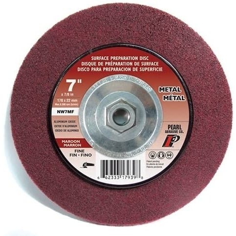 Pearl NW7MF  -  7 x 7/8 surface preparation wheel Maroon; Aluminum Oxide, Metal, Stainless Steel,