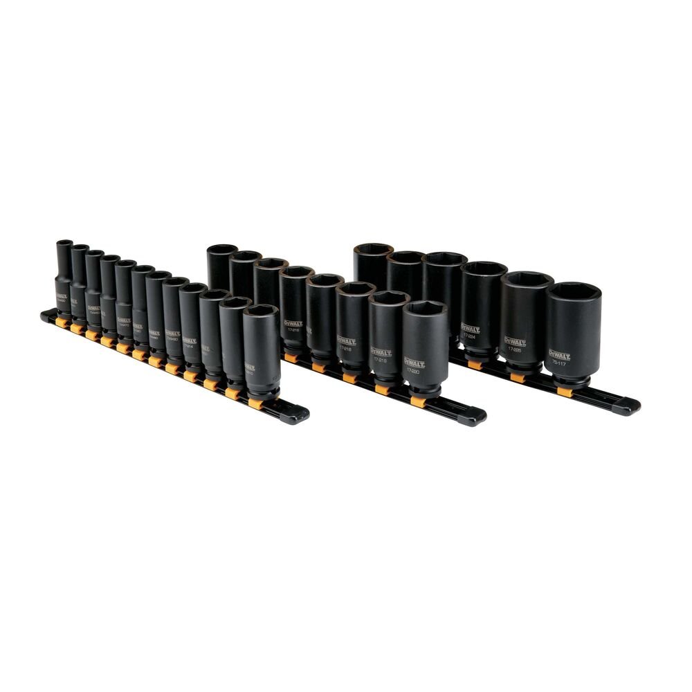 DEWALT DWMT19242 26 PIECE 1/2 IN DRIVE DEEP METRIC IMPACT SOCKET SET 6 PT