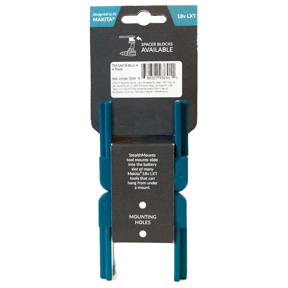 Support d'outil StealthMounts Makita LXT bleu, lot de 4, article n° TM-MK18-BLU-4 