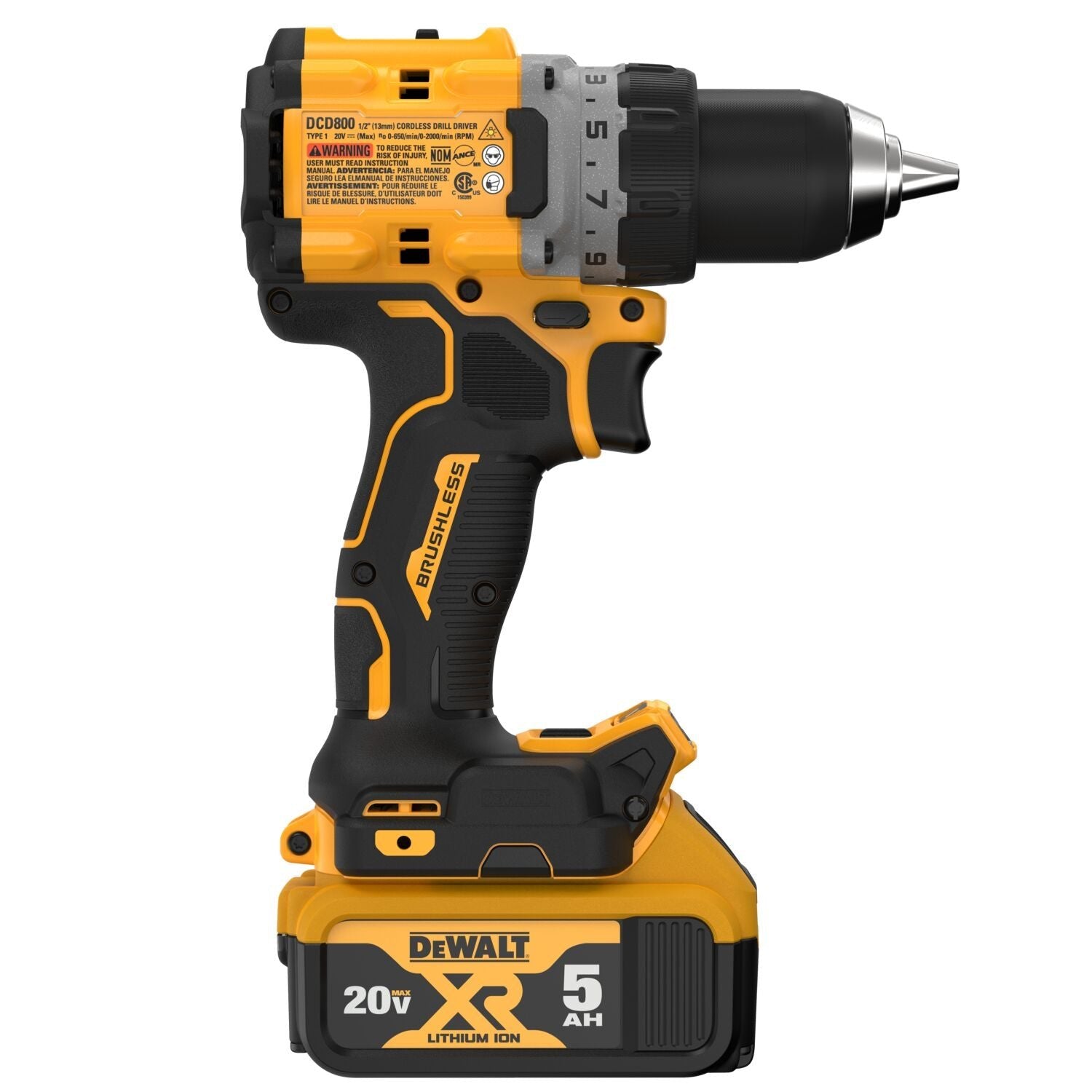 DEWALT DCD800P1 20V MAX* XR® bürstenloser Akku-Bohrschrauber-Satz, 1/2 Zoll