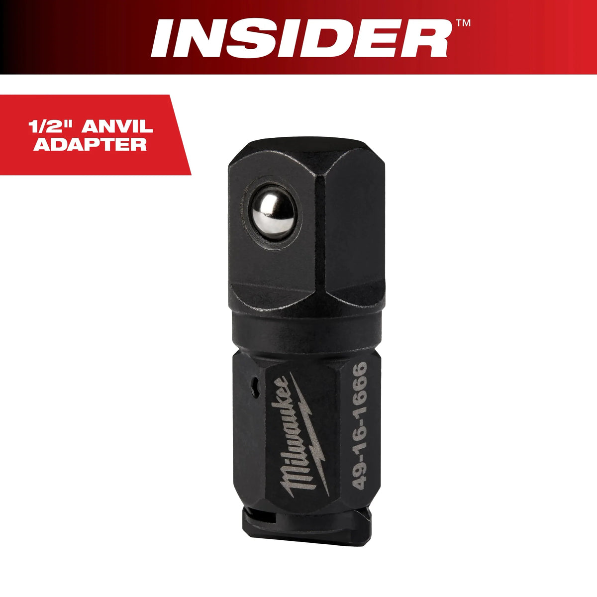 Milwaukee 49-16-1666 - Milwaukee 49-16-1666 M12 FUEL INSIDER Box Ratchet 1/2" Anvil Adapter (View 1)