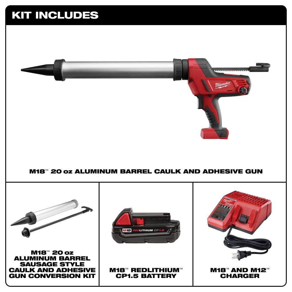 Milwaukee 2642-21CT - M18™ Cordless 20-oz Aluminum Barrel Caulk and Adhesive Gun Kit