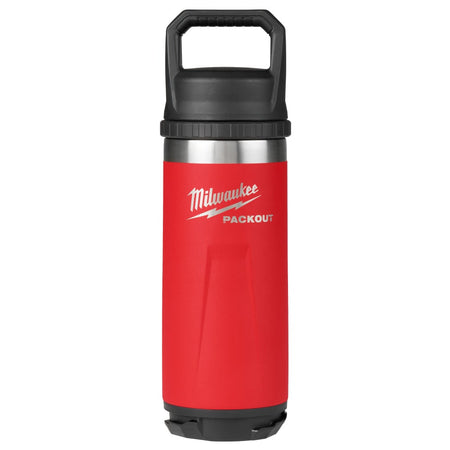 Milwaukee PACKOUT 18oz Bottle showing twist-to-lock base