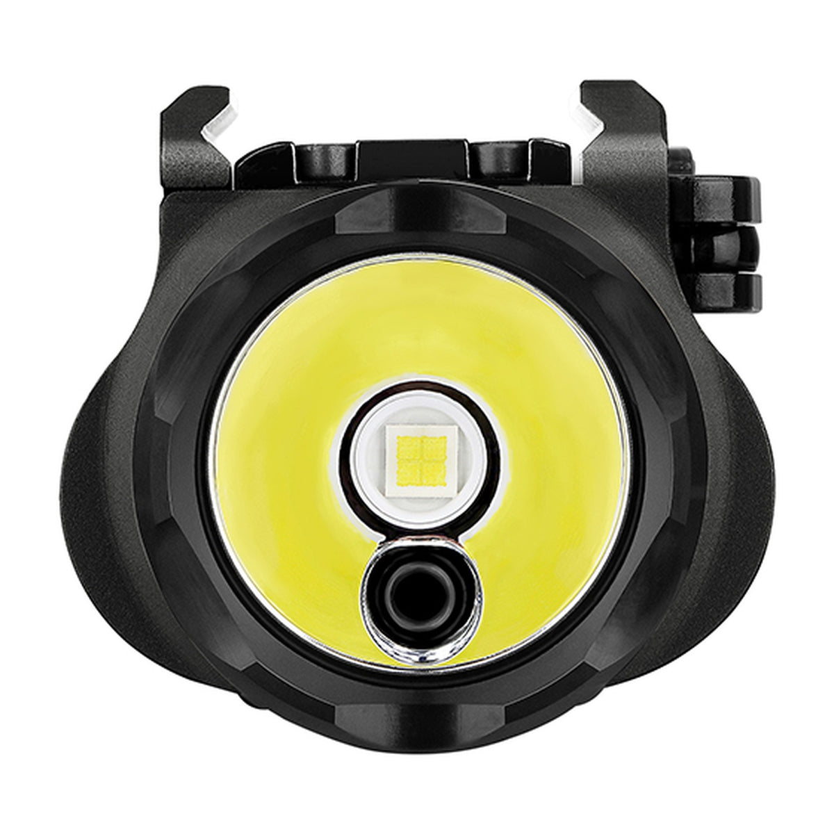 Olight Baldr Pro R LED and green laser emitter, front view
