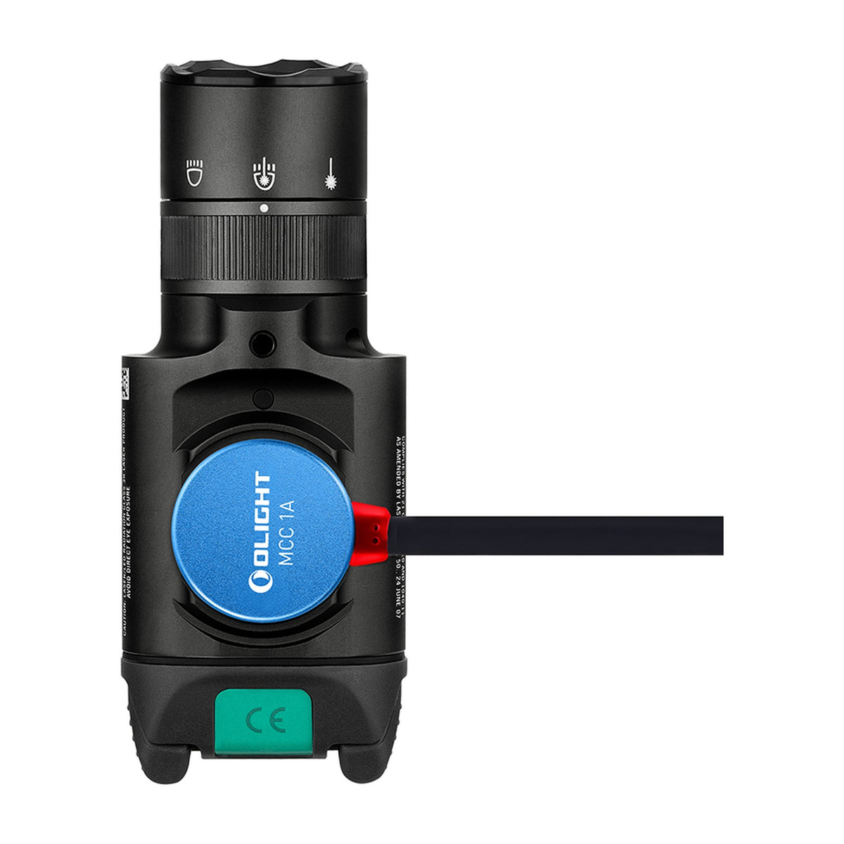 Olight Baldr Pro R with magnetic charging cable attached