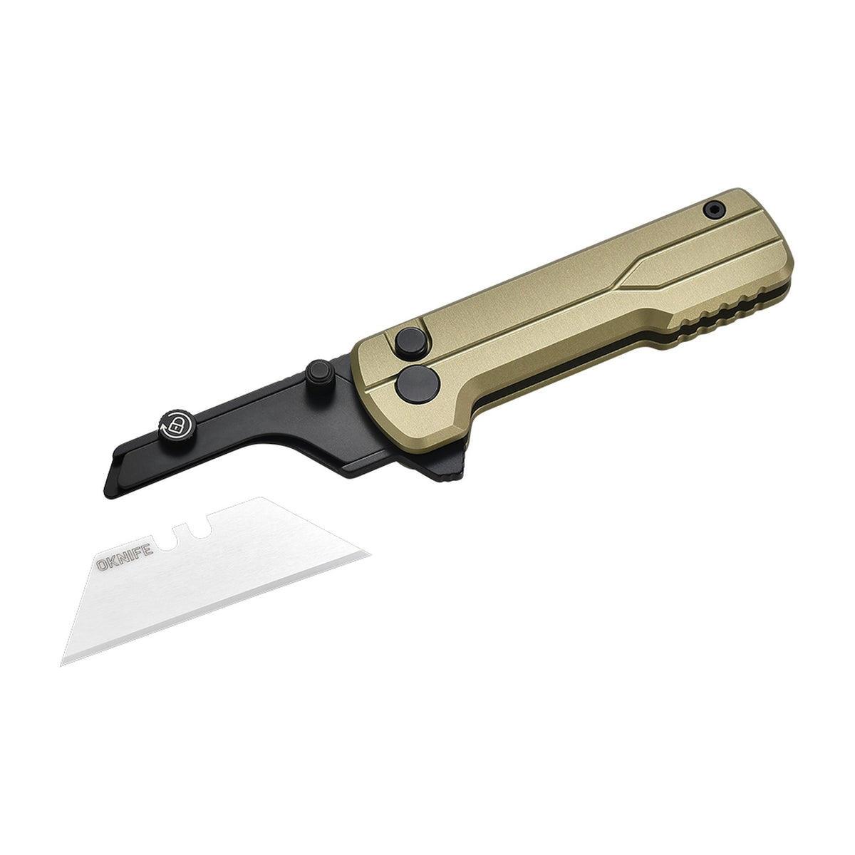 Oknife U1 Ultra olive green utility knife, open