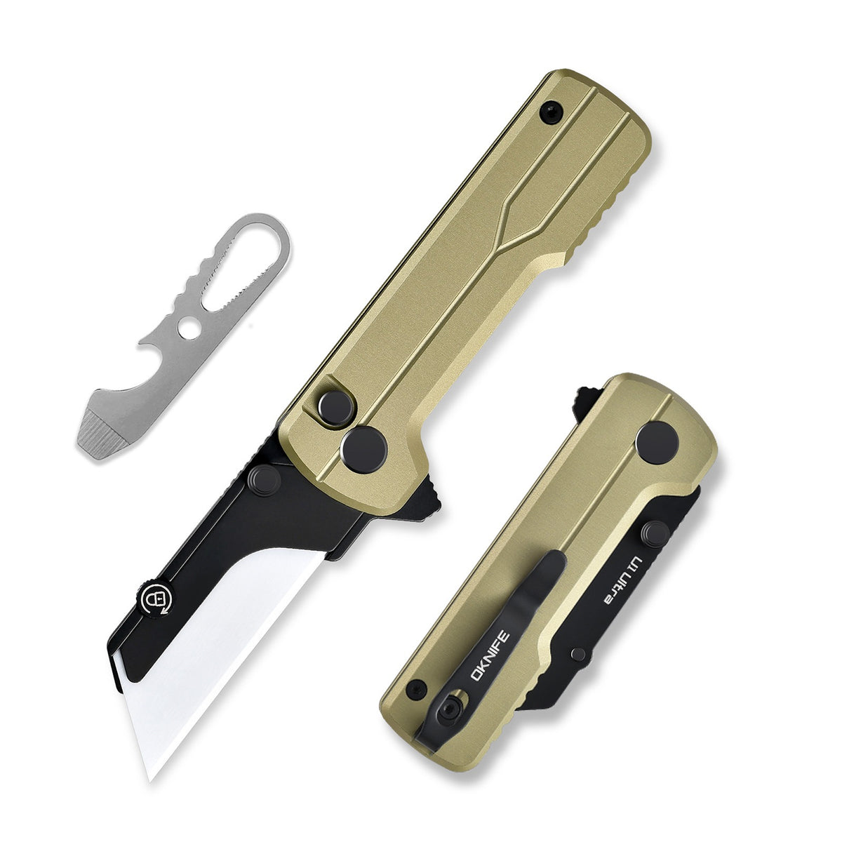 Oknife U1 Ultra open and closed with blade-change tool