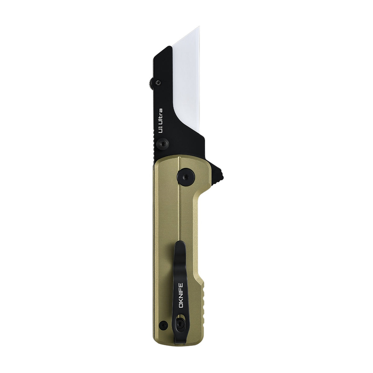 Oknife U1 Ultra open, pocket clip side