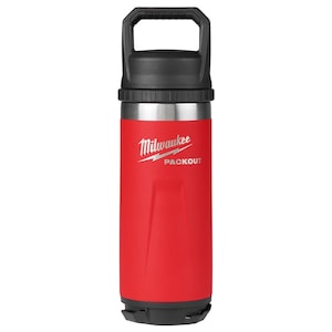 Milwaukee 48-82-8382R PACKOUT Insulated Bottle attached to PACKOUT storage stack