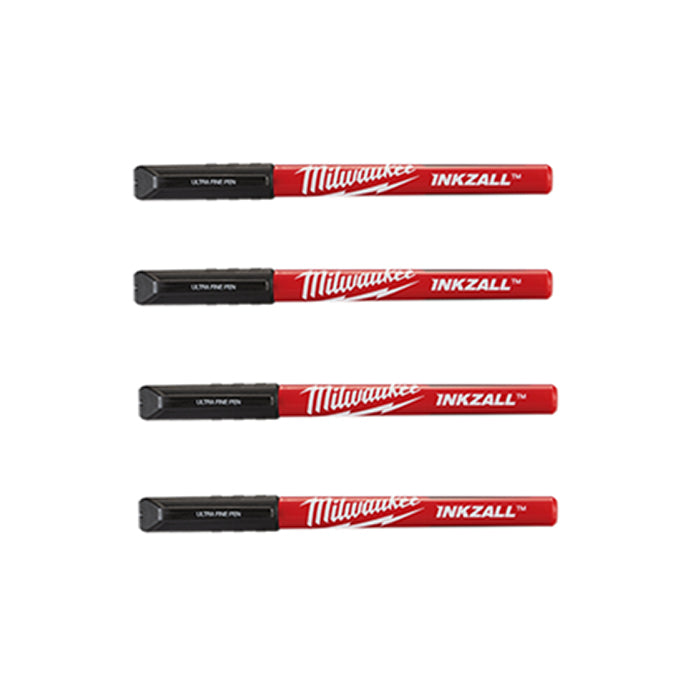 Milwaukee 48-22-3164 – 4er-Pack INKZALL™ schwarze Stifte mit ultrafeiner Spitze