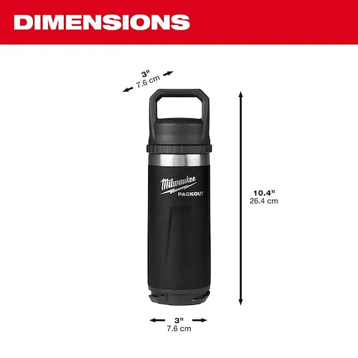 Milwaukee 48-22-8396B - Bouteille isotherme PACKOUT™ 24 oz avec couvercle - Noir