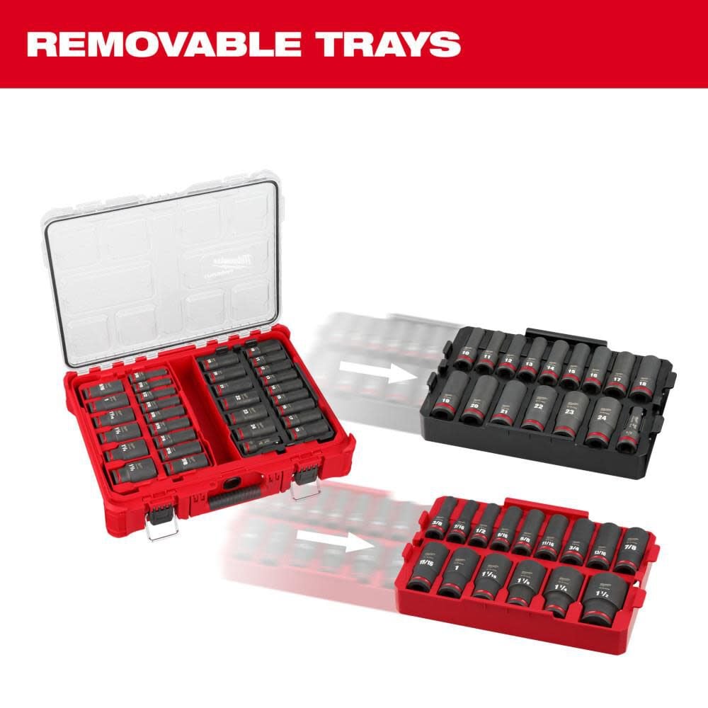 Milwaukee 49-66-6806 - Coffret de douilles SHOCKWAVE Impact Duty™ 1/2 po, 31 pièces SAE/MM PACKOUT™