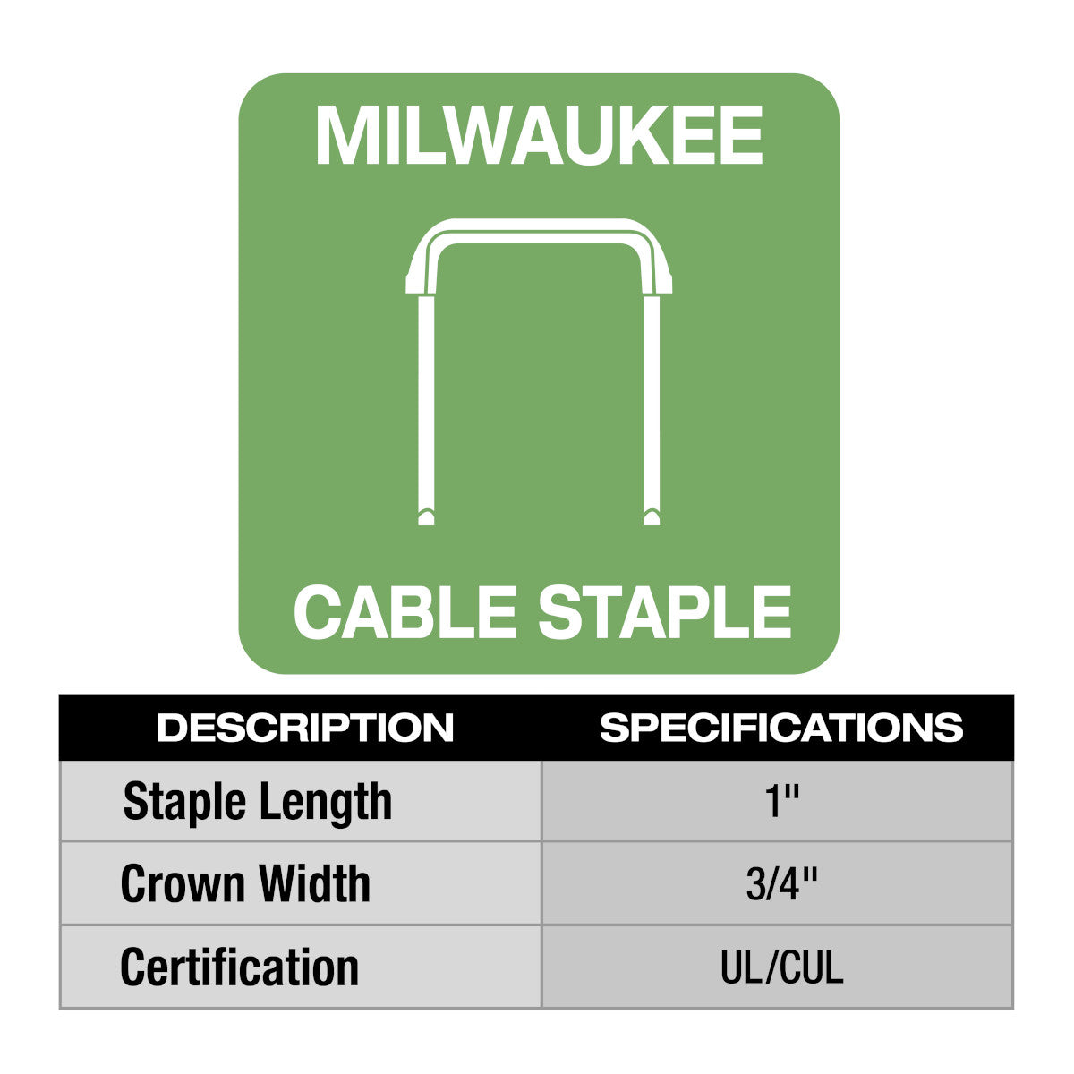 Milwaukee MNM1-600 - Agrafes pour câbles isolés 1"