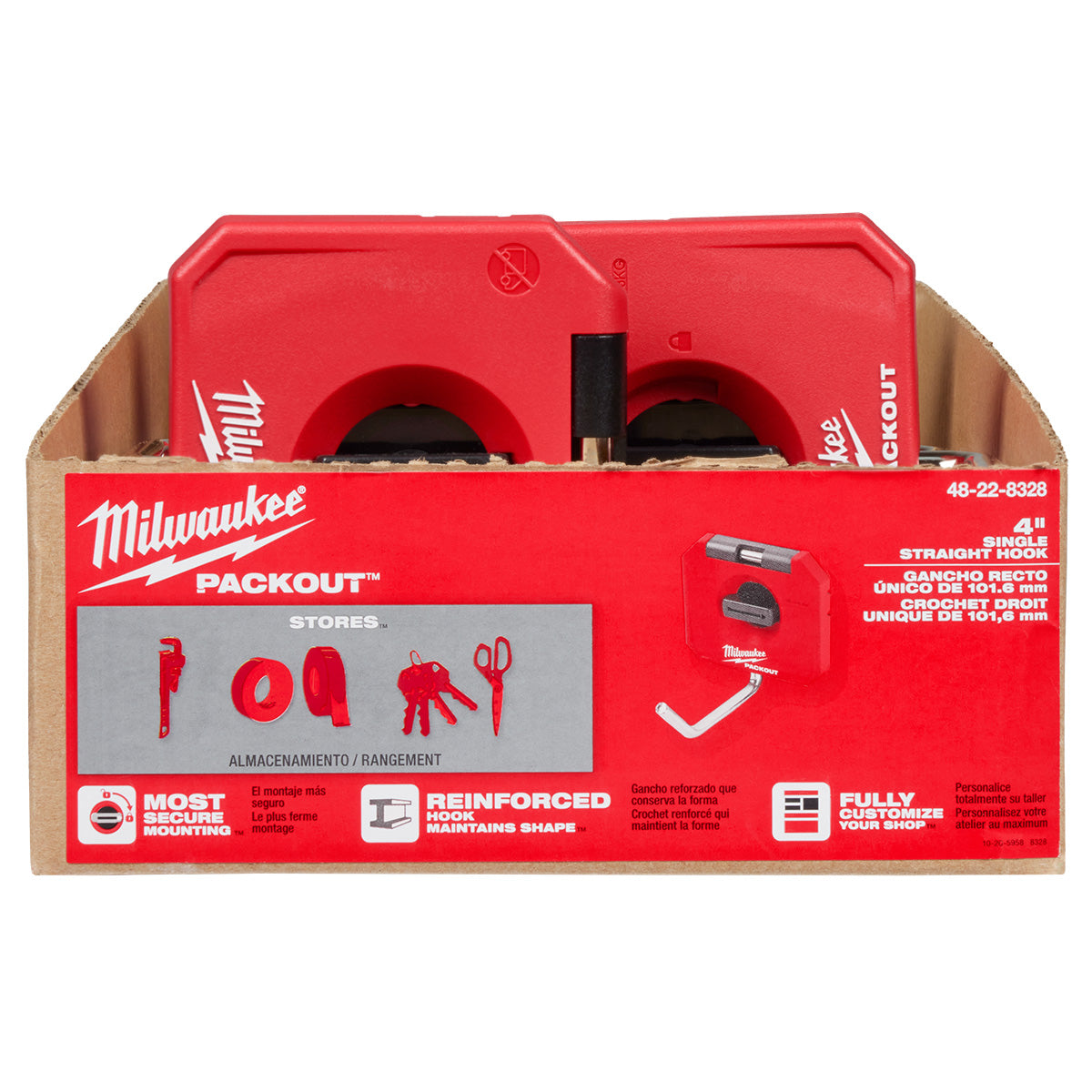 Milwaukee 48-22-8328 - PACKOUT™ 4" einzelner gerader Haken