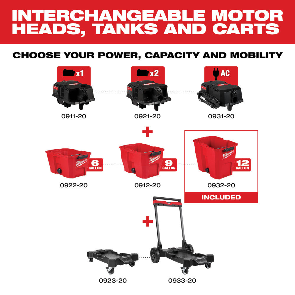 Milwaukee 0932-20 - 12 Gallonen Nass-/Trocken-Saugtank