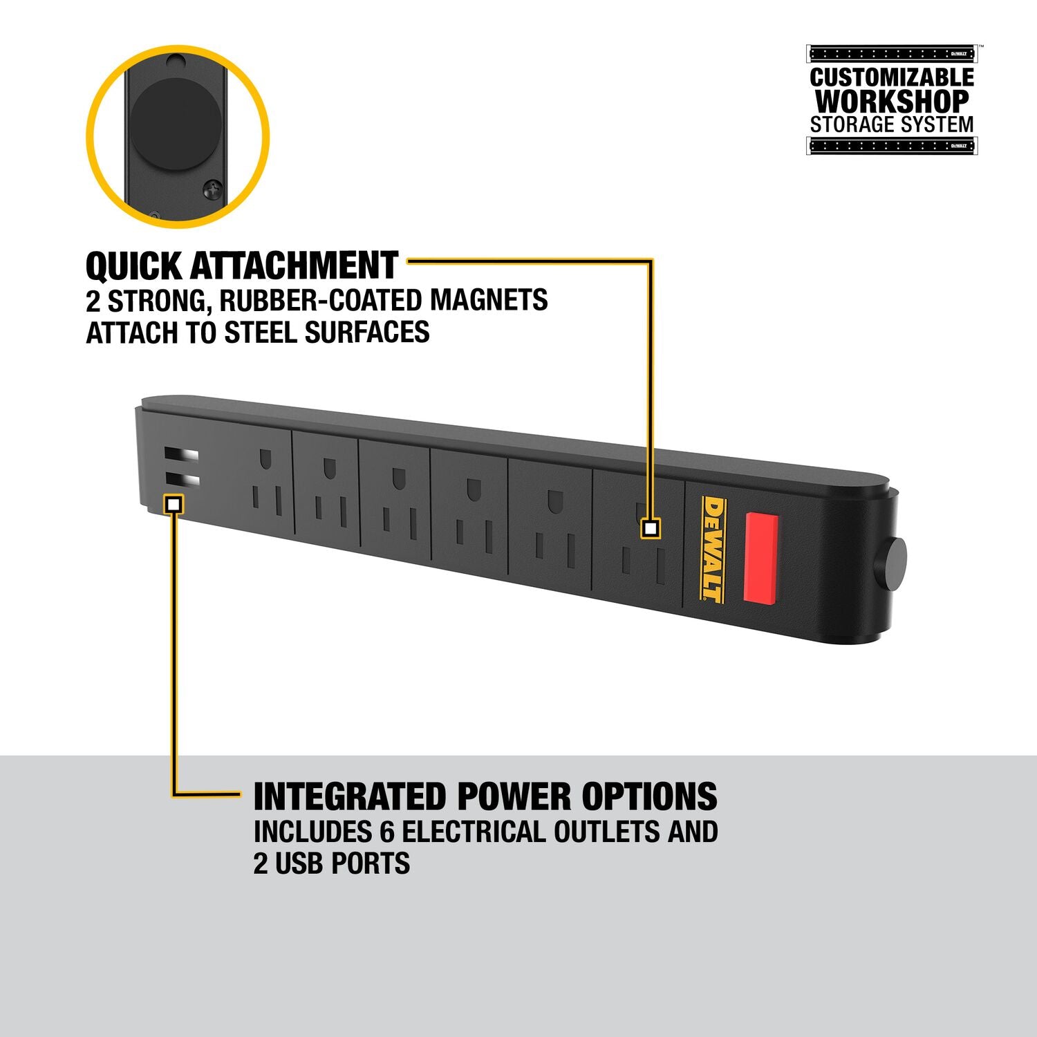 DEWALT DWST82693-Magnetische Steckdosenleiste