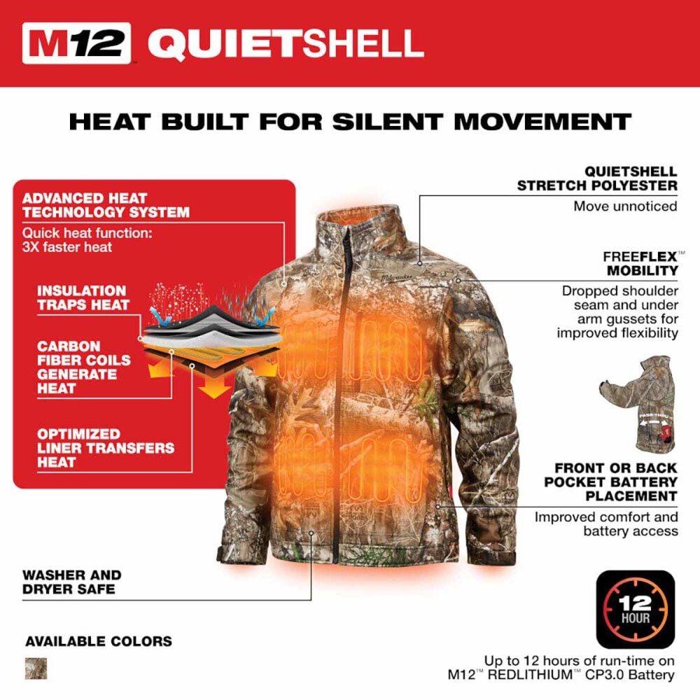 Milwaukee M101C-212X - Ensemble veste chauffante M12™ QUIETSHELL™ - Camouflage 2X