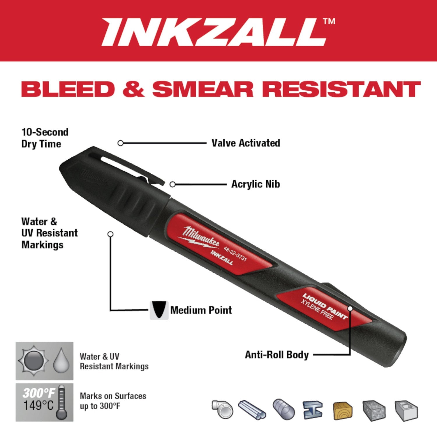 Milwaukee 48-22-3771 - INKZALL™ Orange Paint Marker