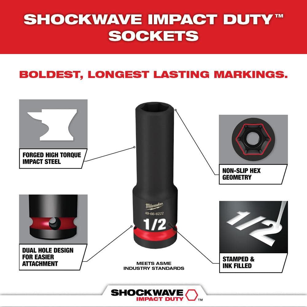 Milwaukee 49-66-6806 - SHOCKWAVE Impact Duty™ Socket 1/2” Dr 31PC SAE/MM PACKOUT™ Set