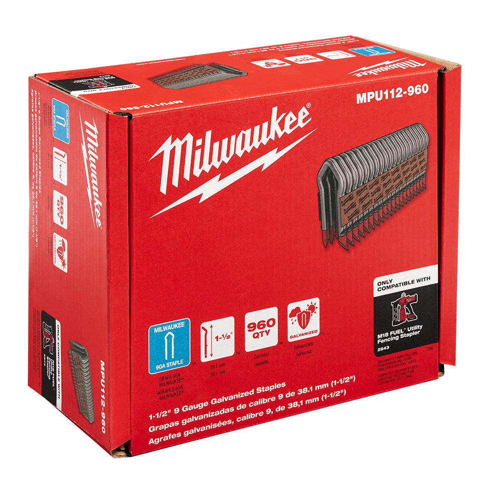 Milwaukee MPU112-960 - Agrafes galvanisées de calibre 9, 1,5 po