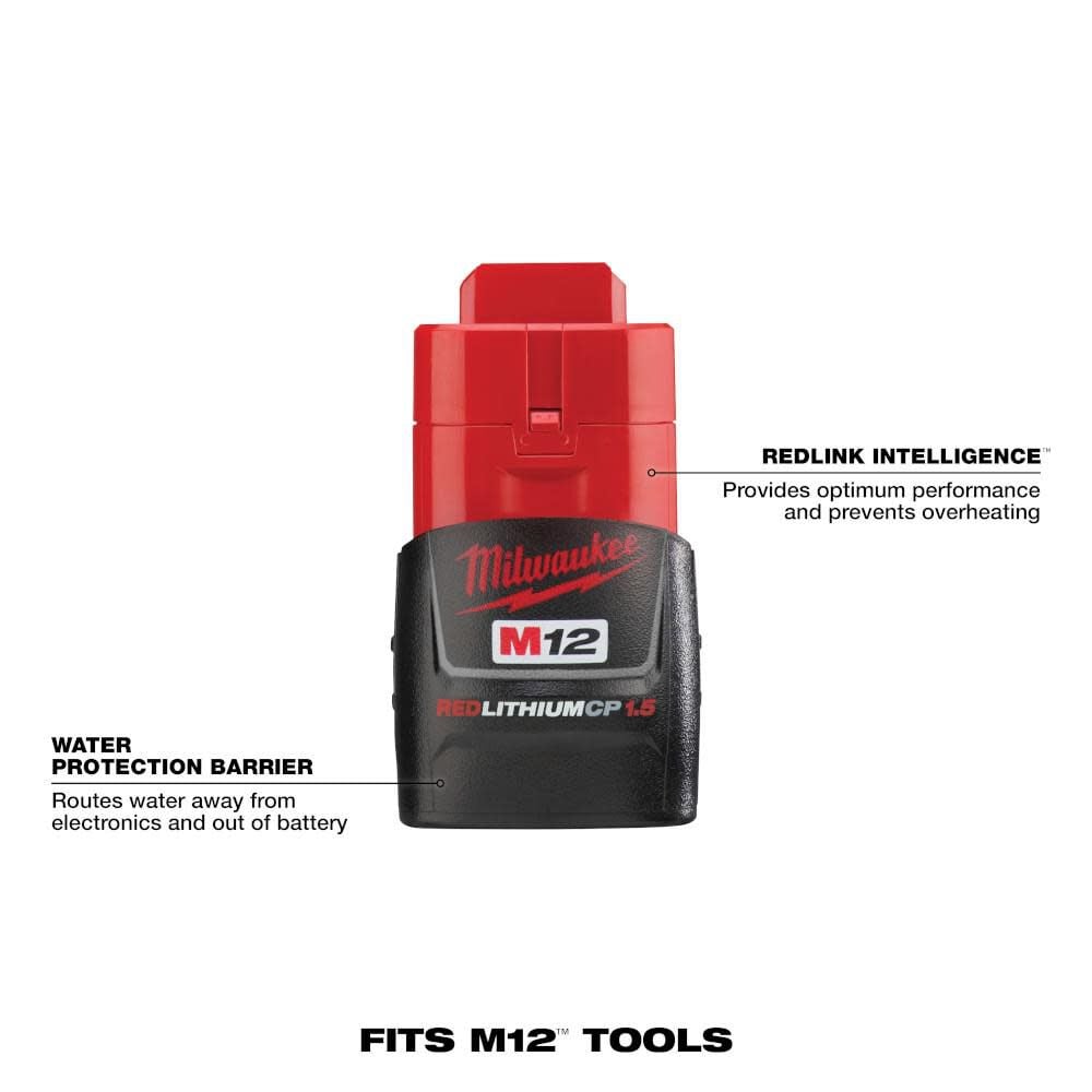 Milwaukee 48-11-2411 - Batterie compacte M12™ REDLITHIUM™ 1,5 Ah (2 pièces)