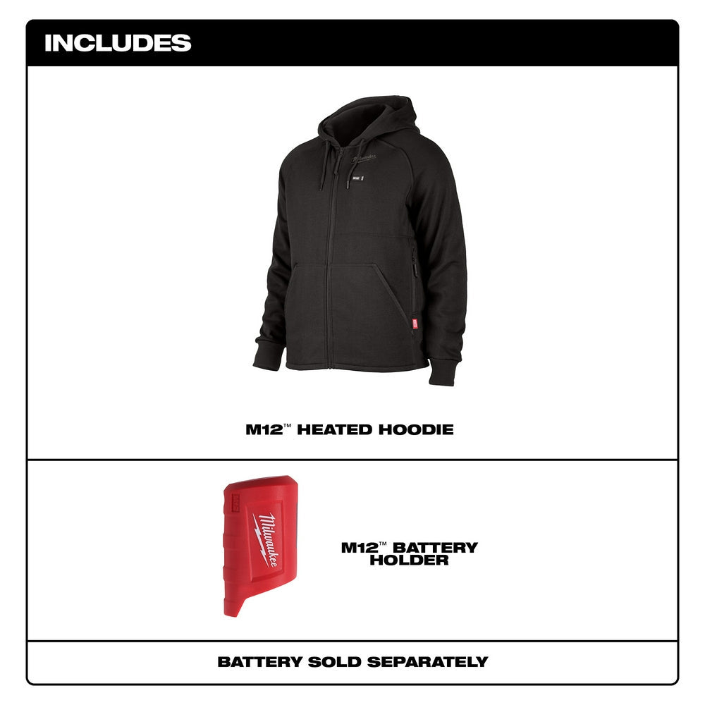 Milwaukee 306B-20S – M12™ Beheizter Kapuzenpullover, Schwarz, Größe S