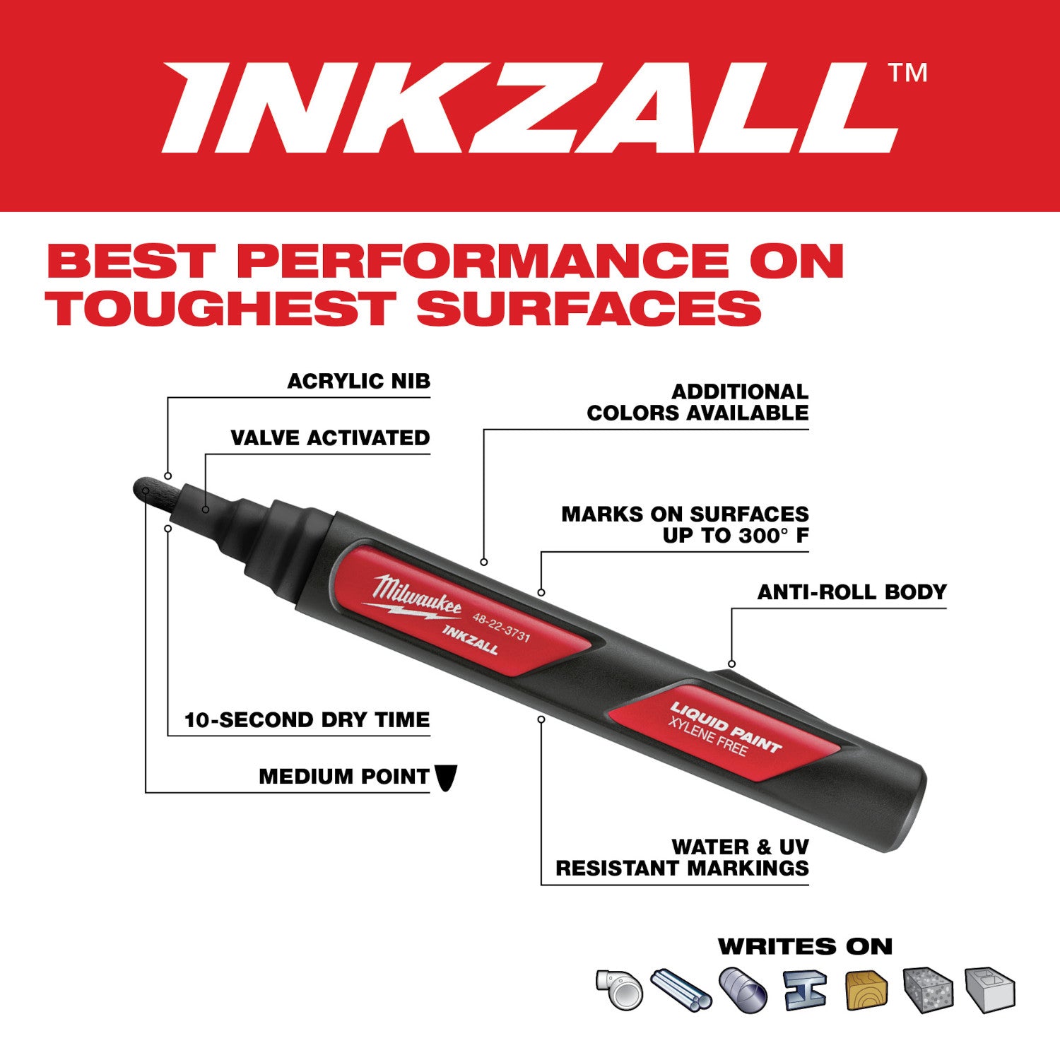 Milwaukee 48-22-3771 - Marqueur peinture orange INKZALL™