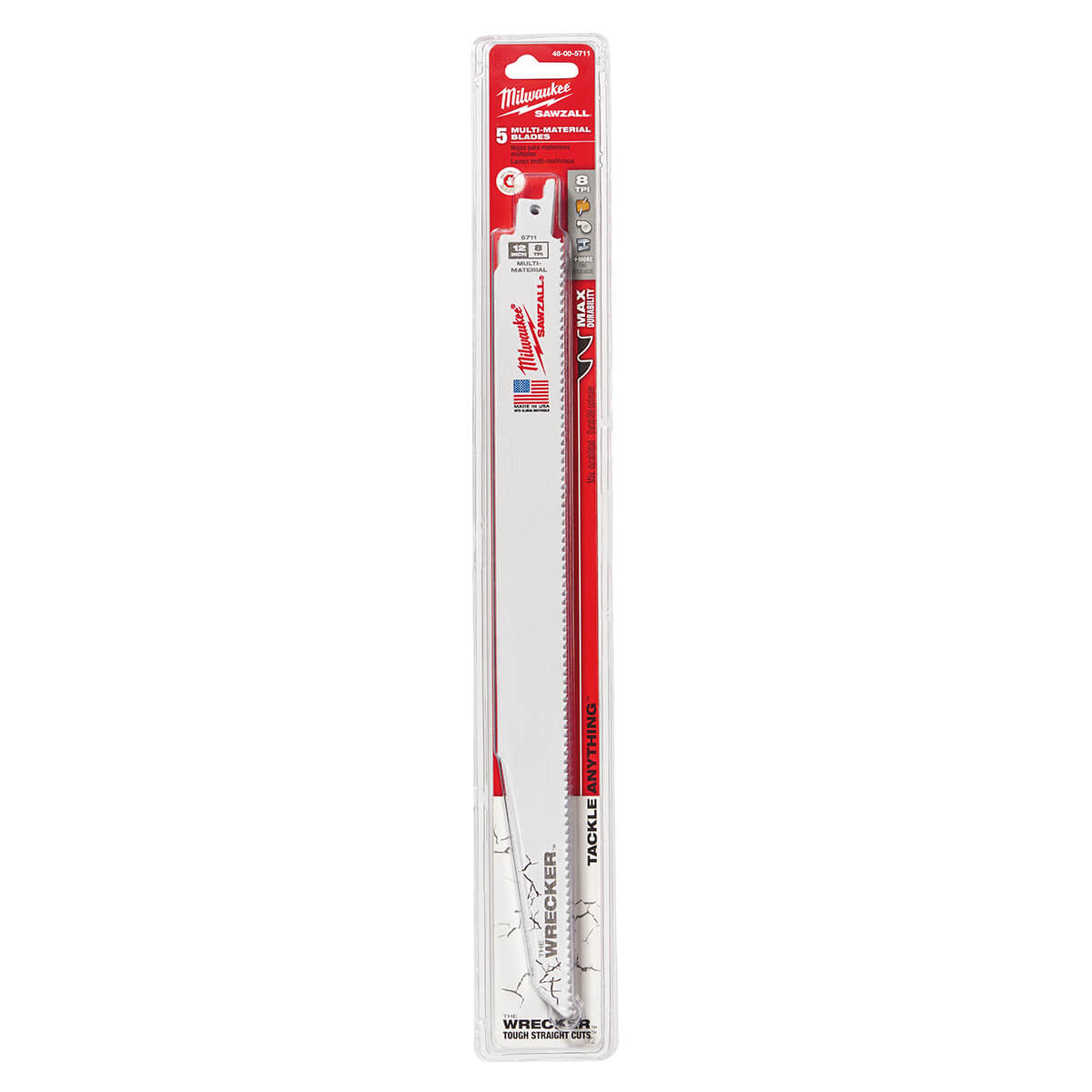 Milwaukee 48-00-5711 - The WRECKER™ Multi-Material SAWZALL® Blade 12" 7/11TPI 5pk