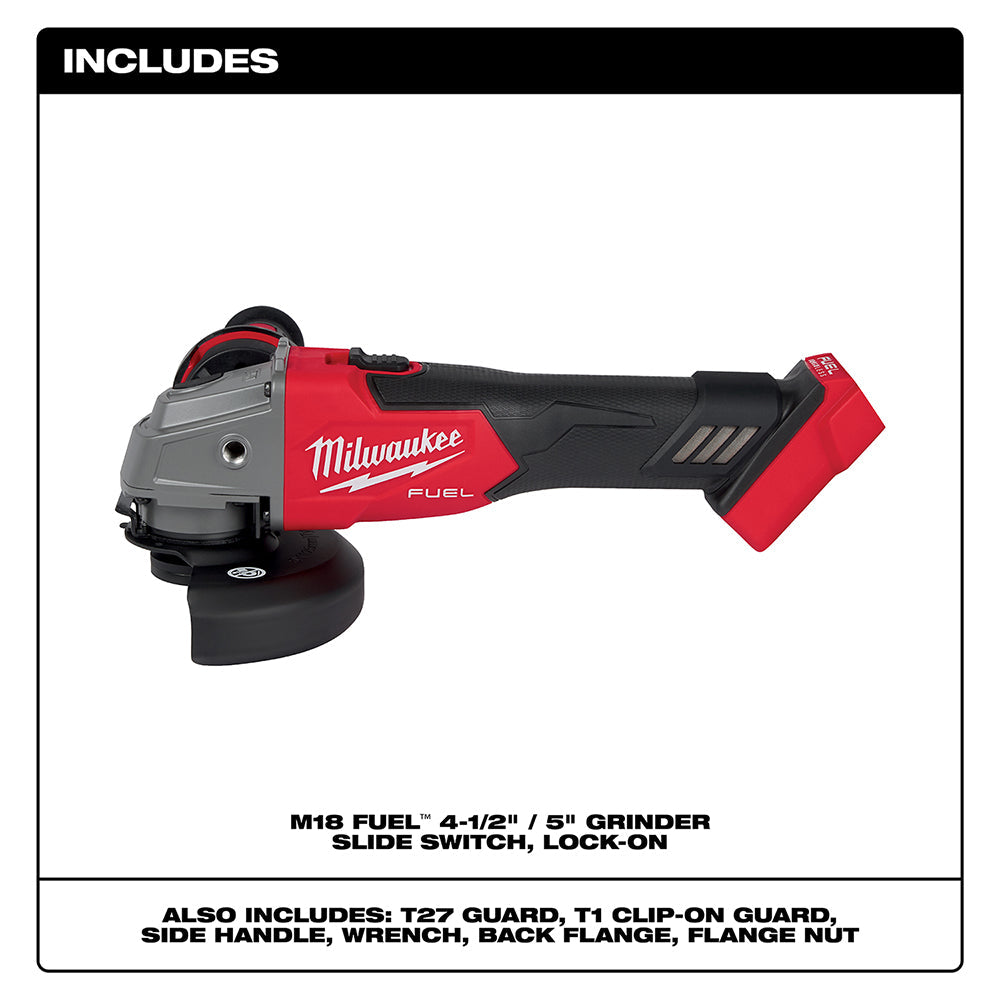 Milwaukee 2881-20 - M18 FUEL™ 4-1/2" / 5" Grinder Slide Switch, Lock-On