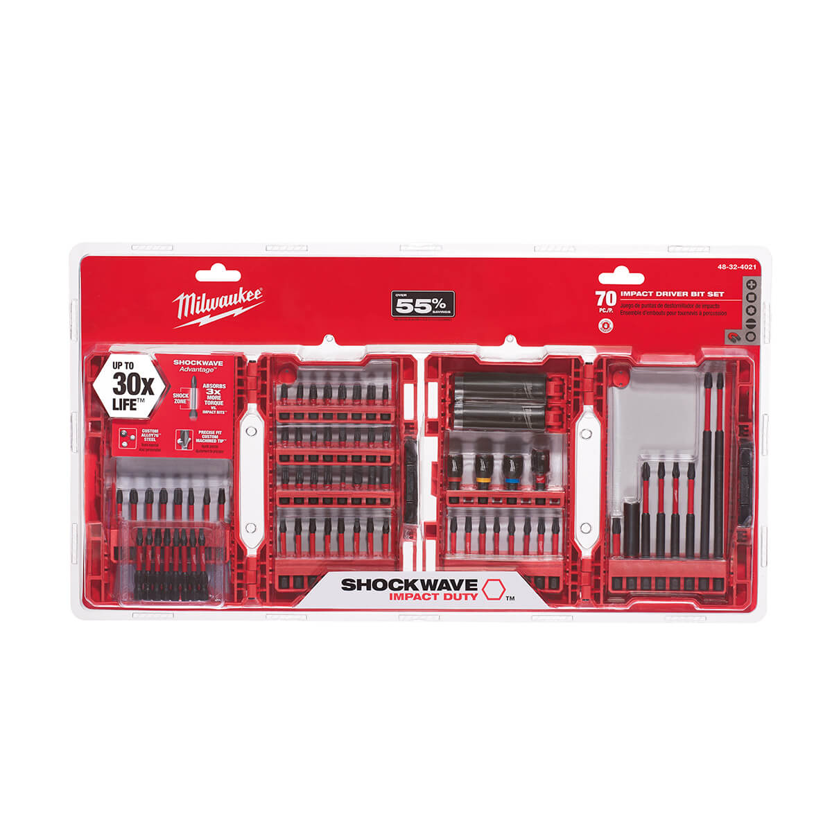 Milwaukee 48-32-4021 - Ensemble perceuse à percussion et tournevis SHOCKWAVE™ 70 pièces