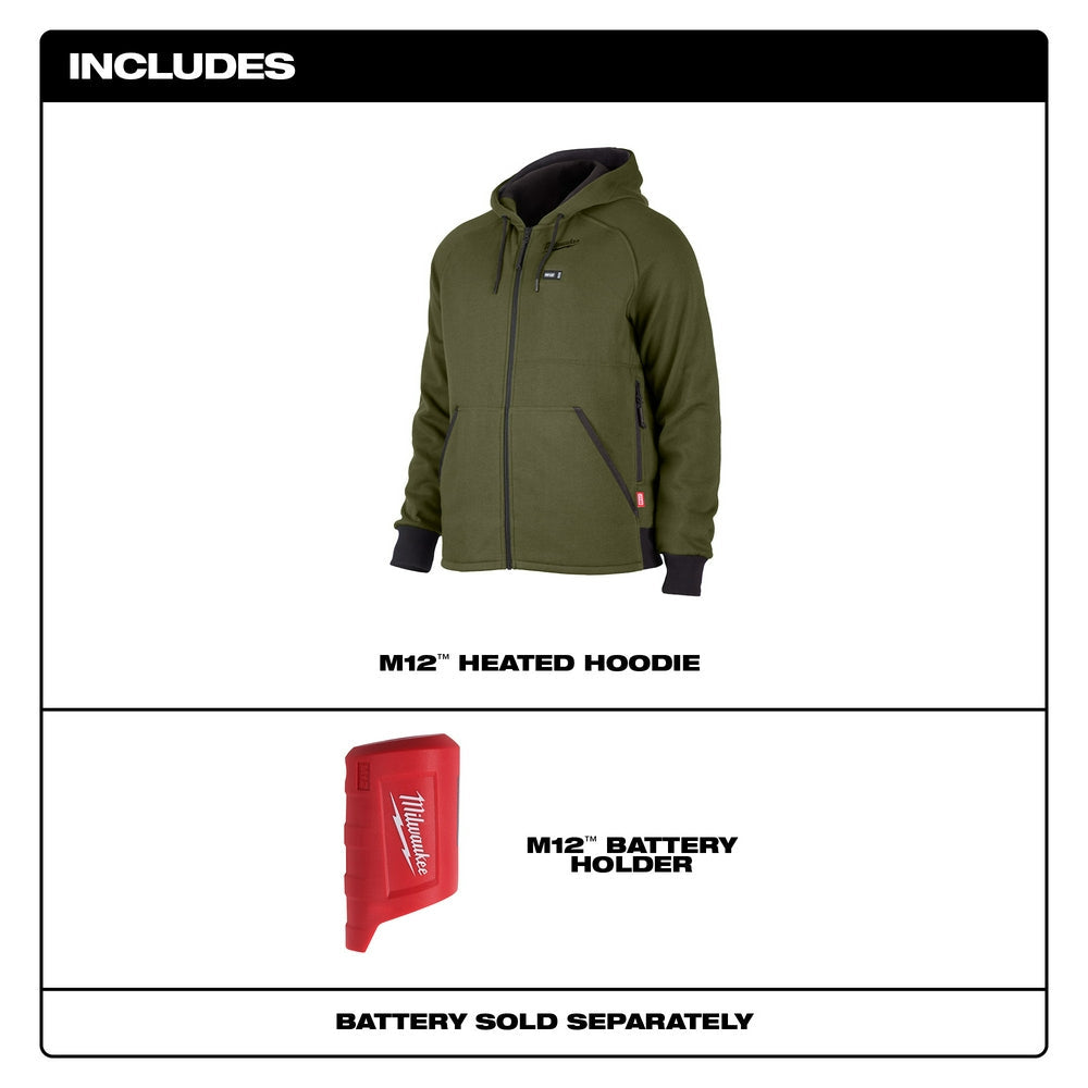 Milwaukee 306GN-20L - M12™ Beheizter Kapuzenpullover, Grün, Größe L