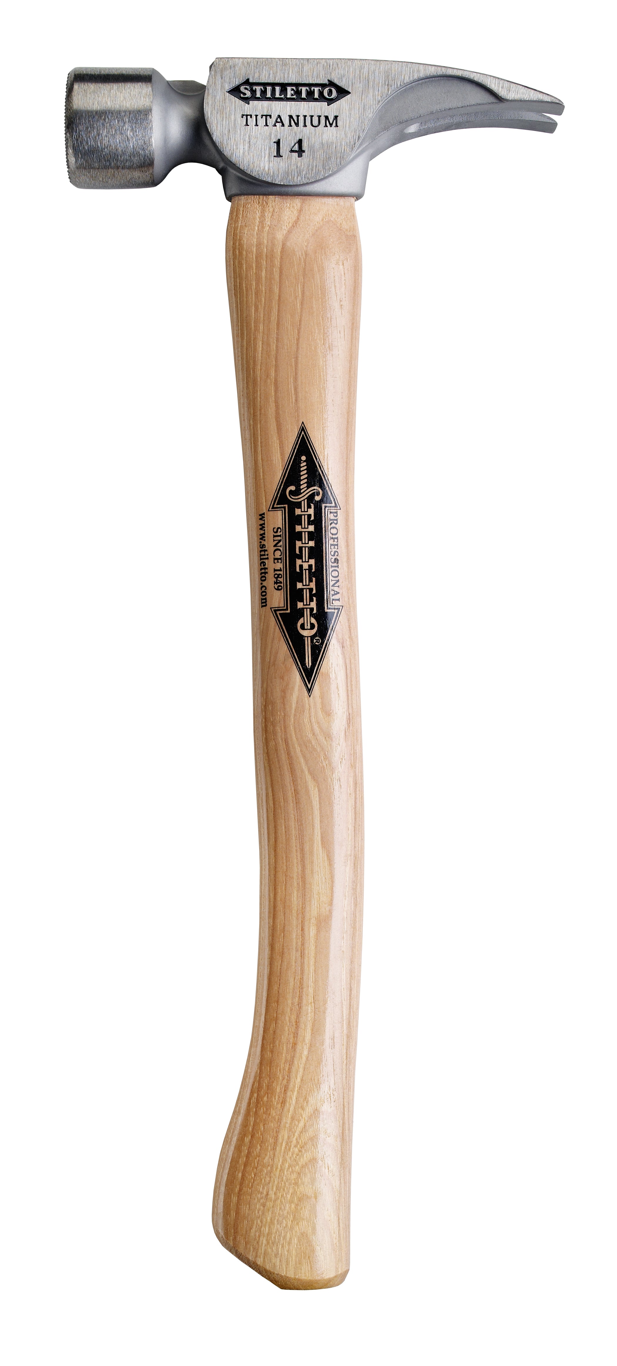 Milwaukee TI14SC - Marteau à tête lisse en titane de 397 g avec manche incurvé en hickory de 45,7 cm