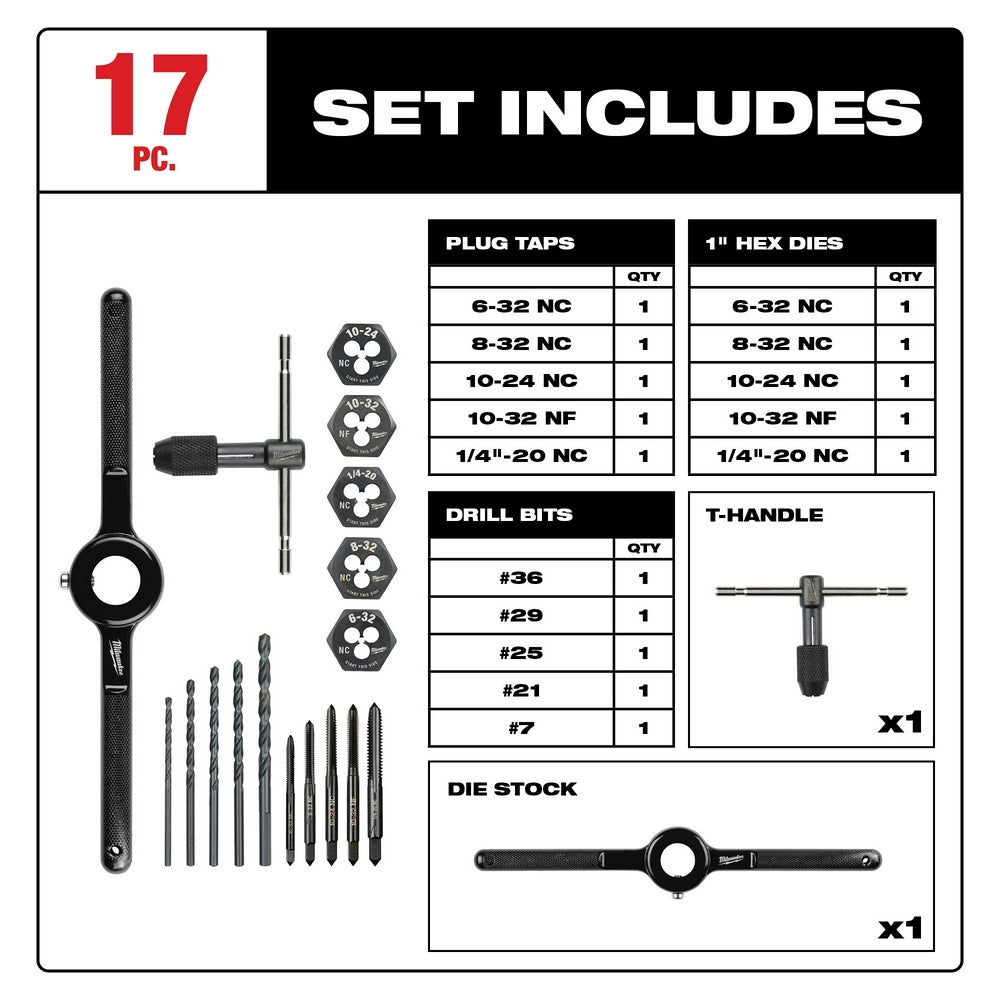 Milwaukee 49-22-5600 - 17PC SAE Tap and Die Set