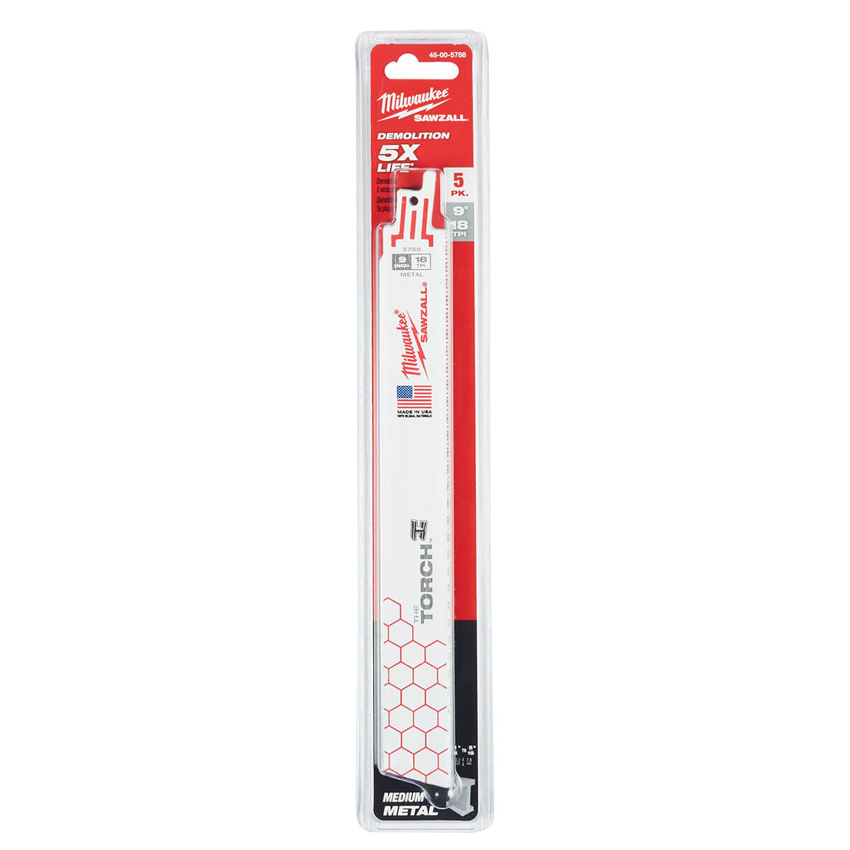 Milwaukee 48-00-5788 - Lames Sawzall® The Torch™ 9" 18 TPI (paquet de 5)