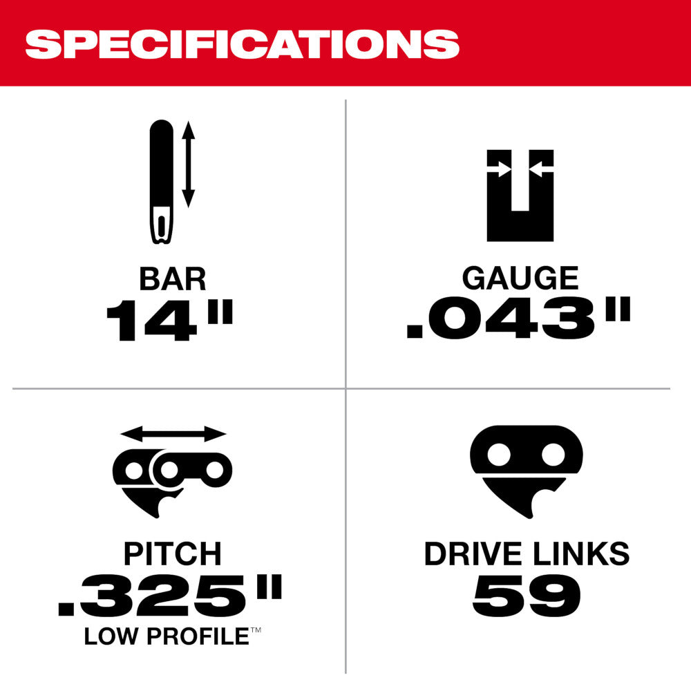 Chaîne de tronçonneuse Milwaukee 14" à poignée supérieure