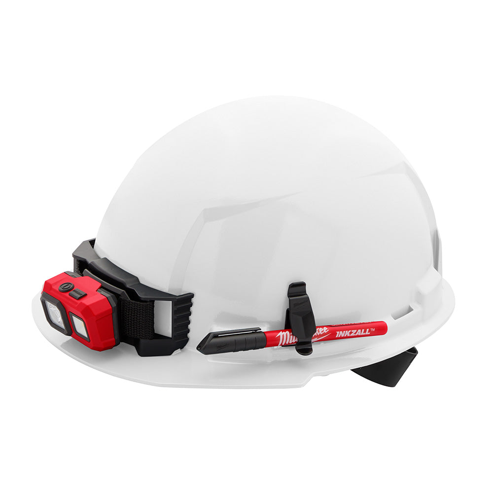 Milwaukee 48-73-1100 - Casque de sécurité blanc à visière avant avec suspension à cliquet 4 points - Type 1, classe E