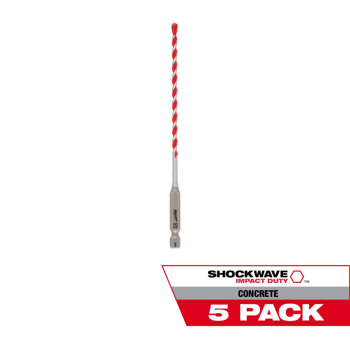 Milwaukee 48-20-9155 – 5/32 x 4 x 6 Zoll SHOCKWAVE Impact Duty™ Hartmetall-Hammerbohrer – 5er-Pack