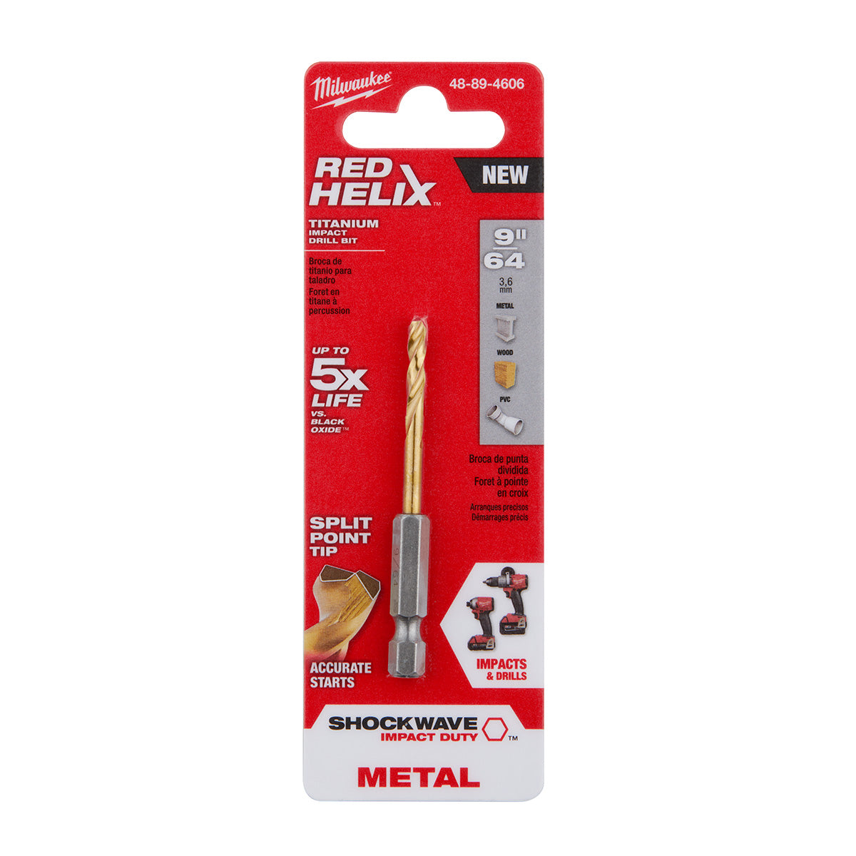 Milwaukee 48-89-4606 - 9/64 in. Titanium SHOCKWAVE™ Drill Bit