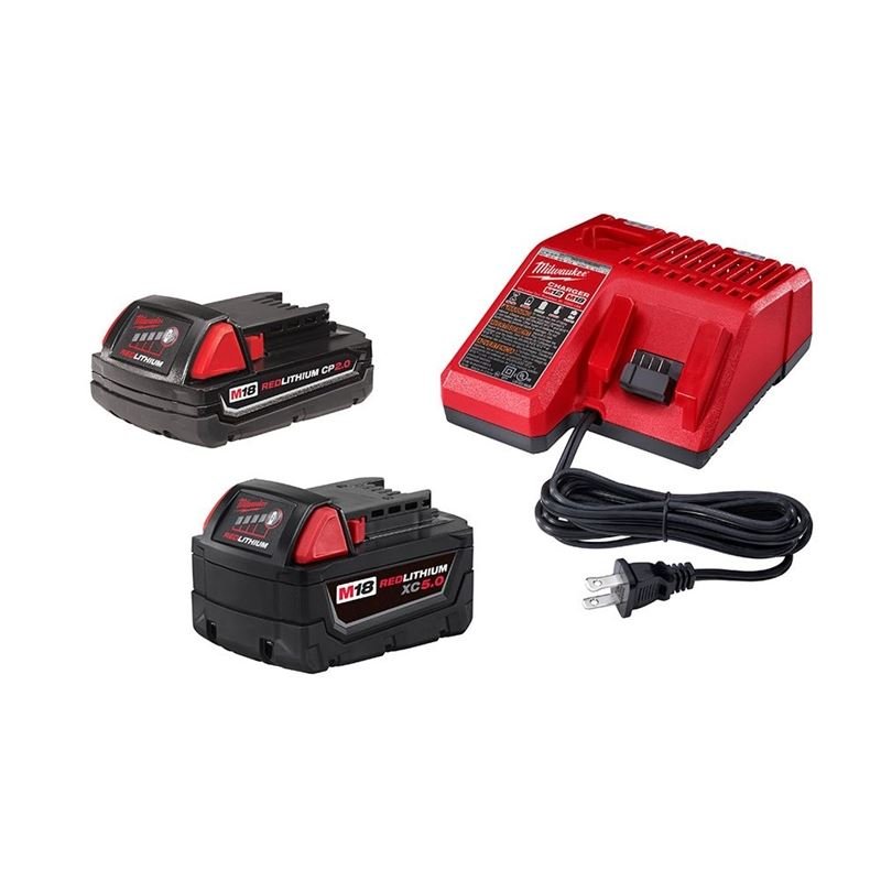 Kit de démarrage Milwaukee 48-59-1852C M18 avec batteries 5,0 Ah et 2,0 Ah et chargeur 