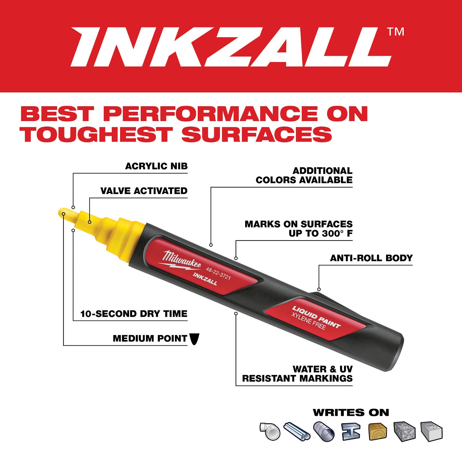 Milwaukee 48-22-3771 - Marqueur peinture orange INKZALL™