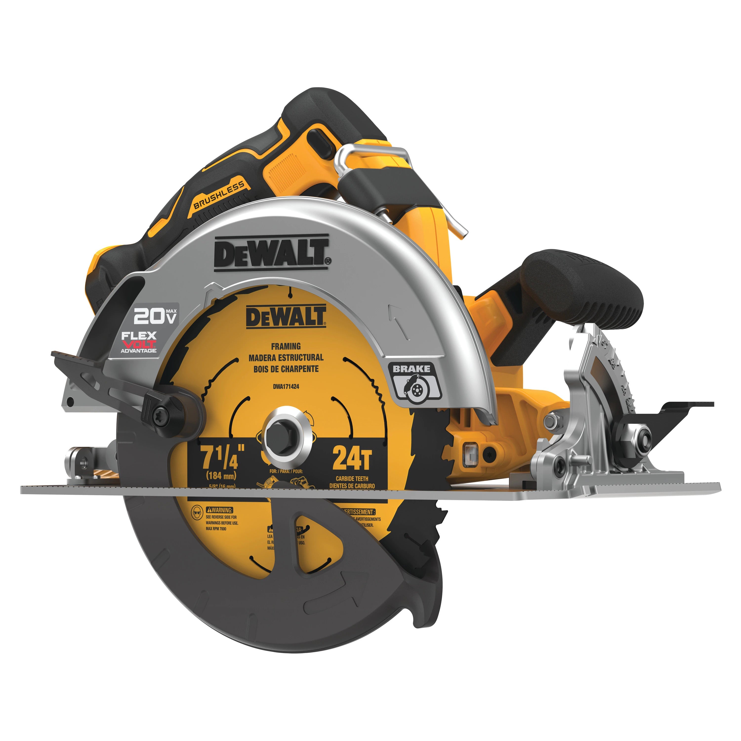 DEWALT DCS573B-20V MAX* 7-1/4 in. Brushless Cordless Circular Saw with FLEXVOLT Advantage (Tool Only)